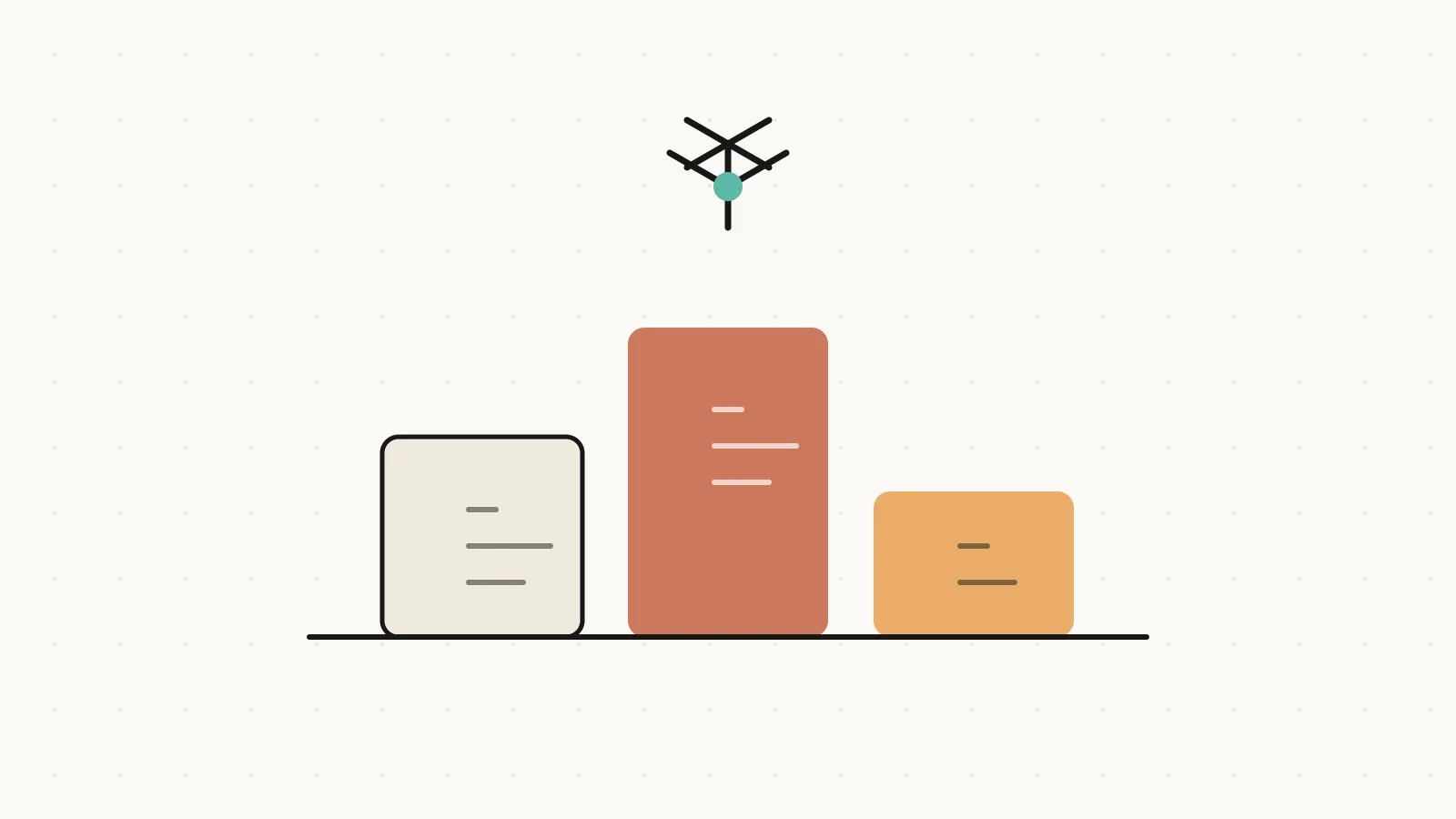 Illustration of a podium with three ranked blocks and a coral spark above the tallest